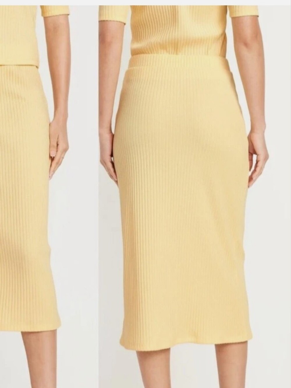 NWOT Old Navy High-Waisted Ribbed Midi Skirt Sweet Butter Yellow